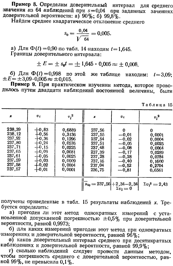 Доверительные интервалы и вероятности для среднего значения