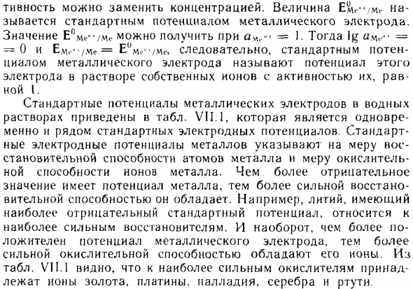 Потенциалы металлических электродов