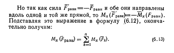 Теорема Вариньона о моменте равнодействующей относительно оси