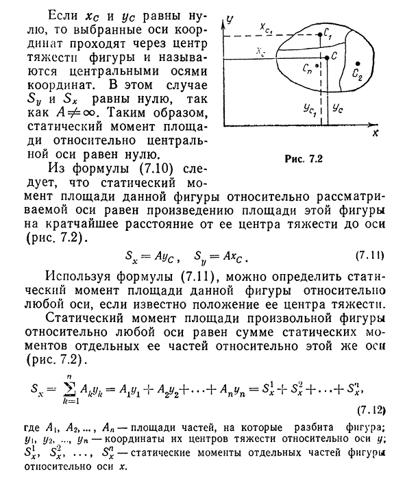 Статический момент площади плоской фигуры относительно оси