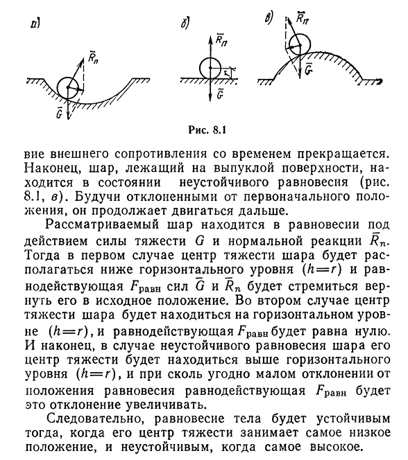 Устойчивые и неустойчивые формы равновесия