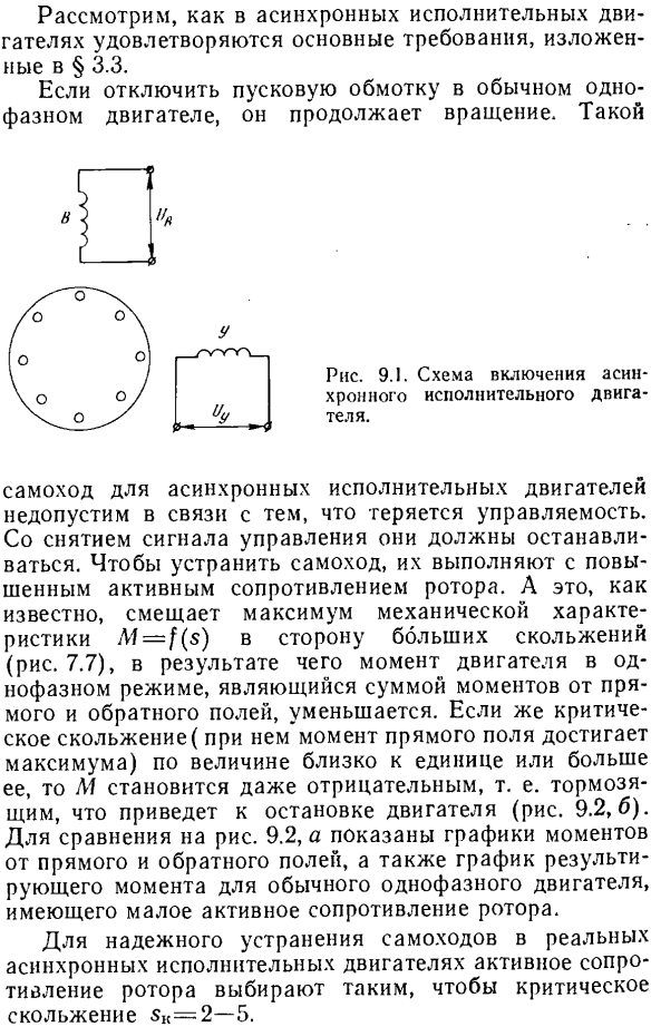 Требования, предъявляемые к асинхронным исполнительным двигателям