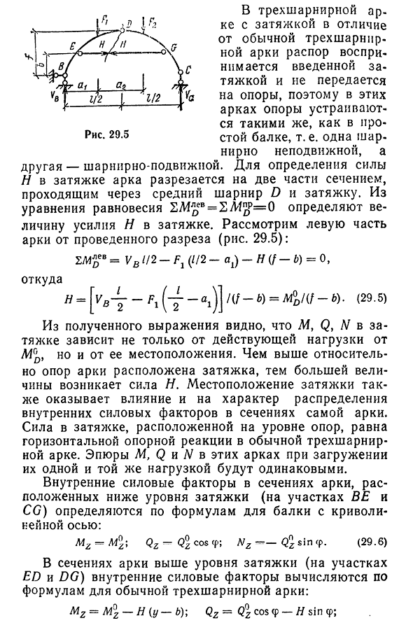 Трехшарнирная арка с затяжкой