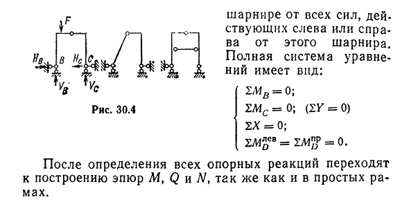 Аналитический расчет трехшарнирных рам