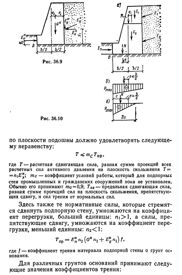 Расчет подпорных стен на устойчивость и прочность