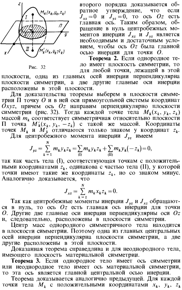 Свойства главных осей инерции