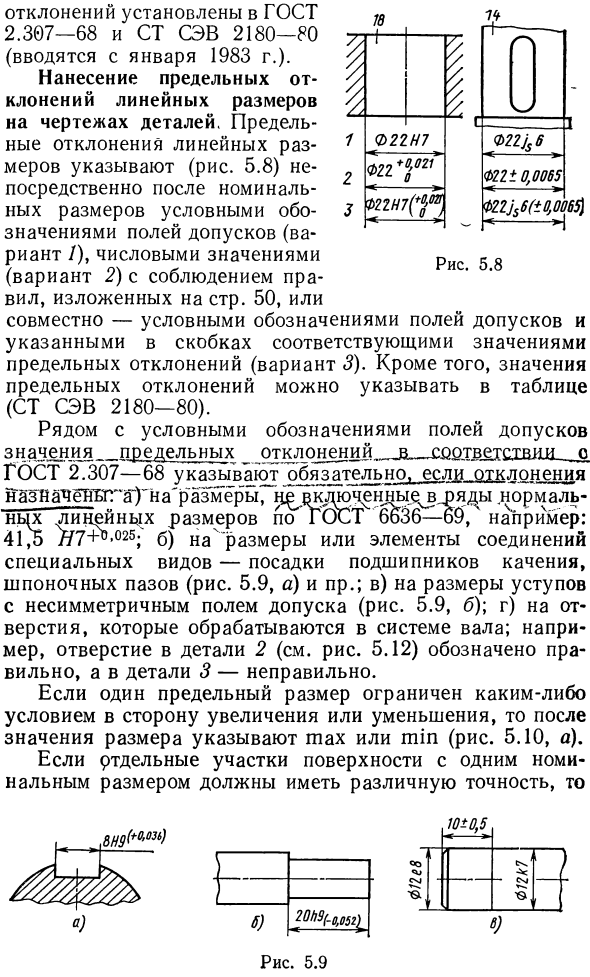 Обозначение предельных отклонений