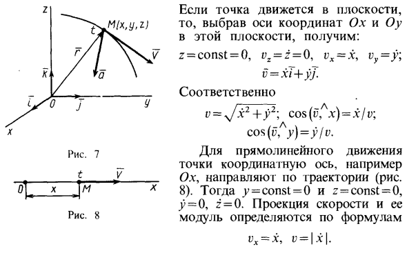 Скорость в декартовых координатах