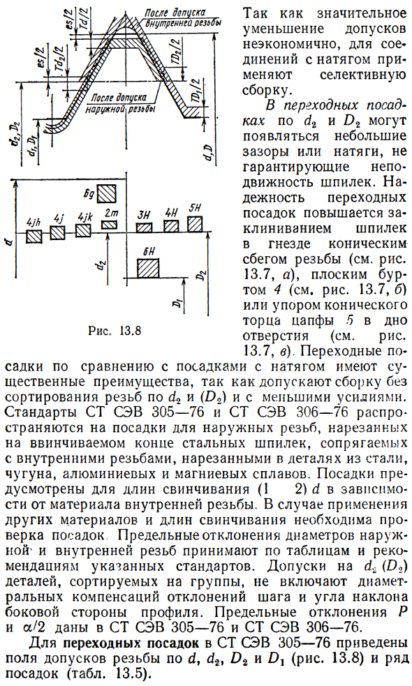 Допуски метрических резьб. Посадки с натягом и переходные