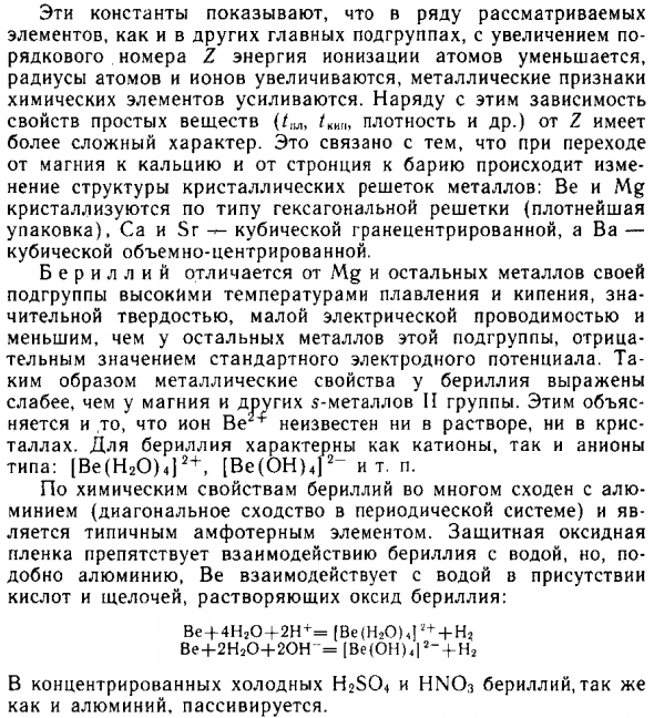 Элементы подгруппы бериллия