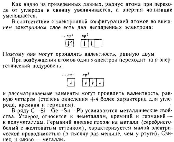 Свойства p-элементов IV группы