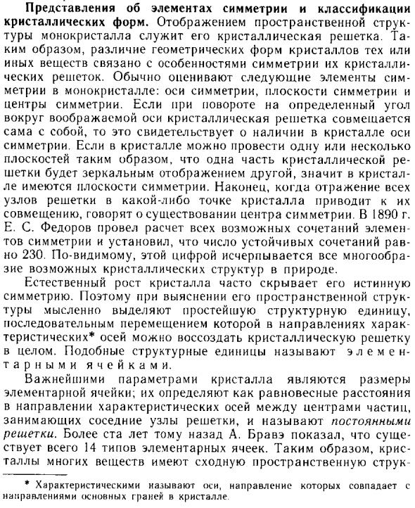 Представления об элементах симметрии и классификации кристаллических форм
