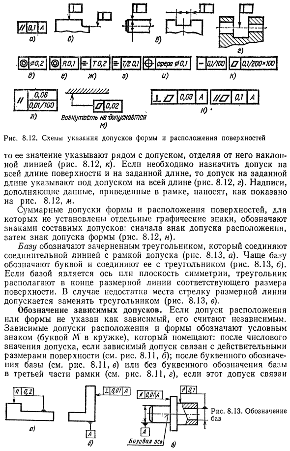 Обозначение на чертежах допусков формы и расположения поверхностей деталей