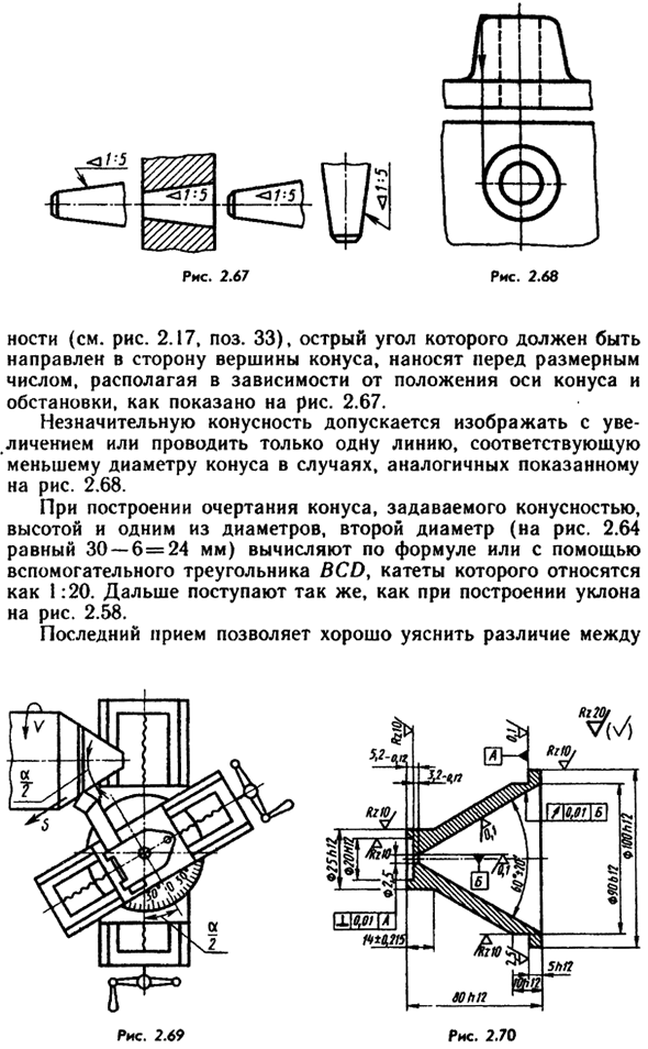 Конусность. Обозначение, построение