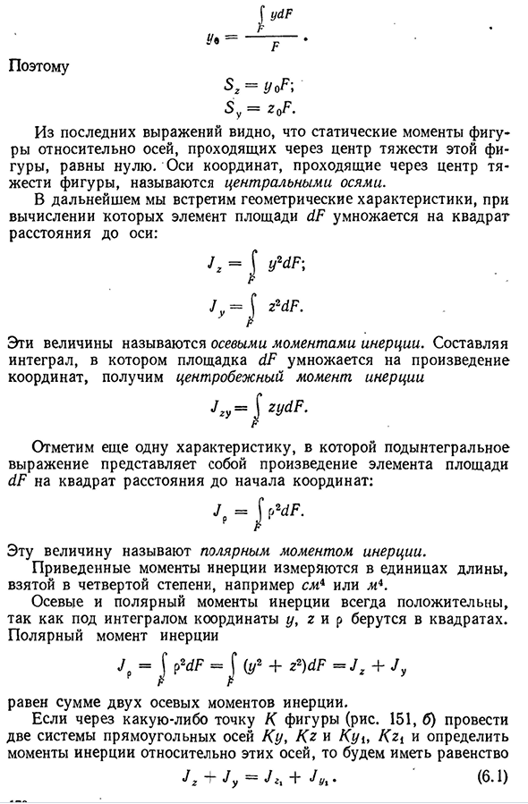 Моменты инерции плоских фигур основные понятия