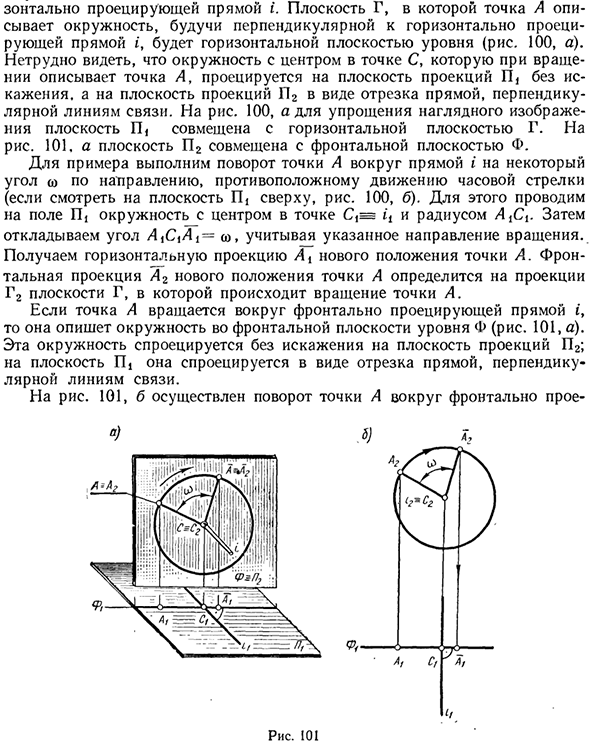 Способ вращения вокруг проецирующей прямой