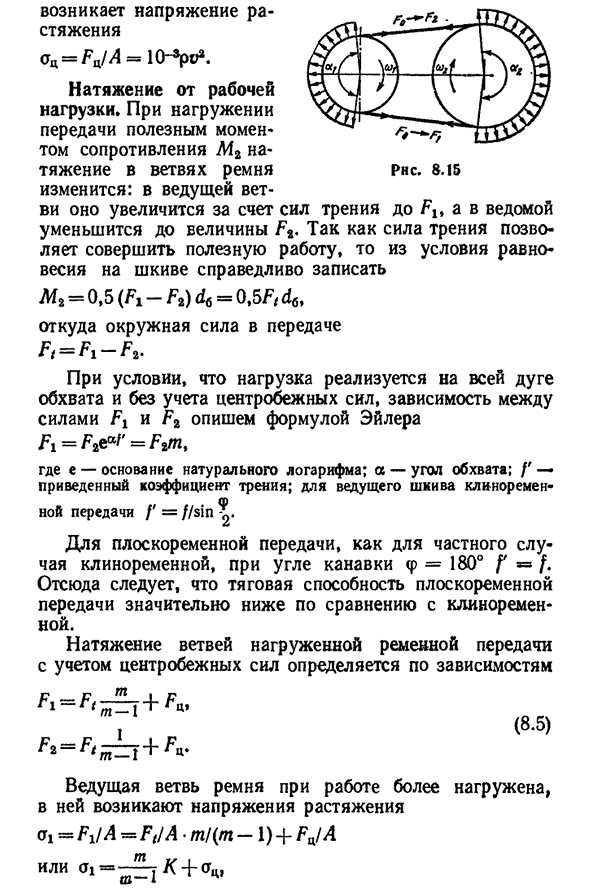 Геометрия передачи. силы и напряжения в ремне