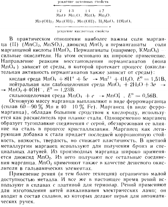 Элементы подгруппы марганца