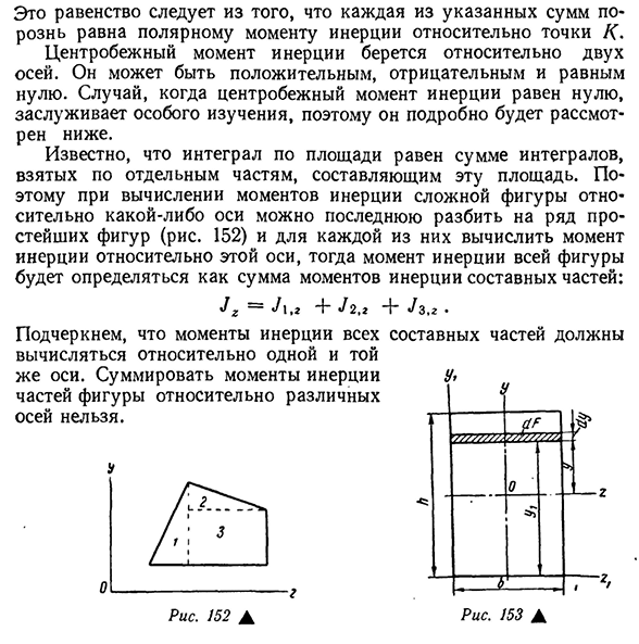 Моменты инерции плоских фигур основные понятия