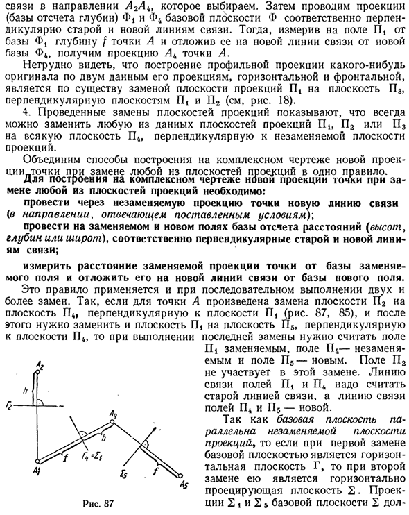 Основы способа замены плоскостей проекцией