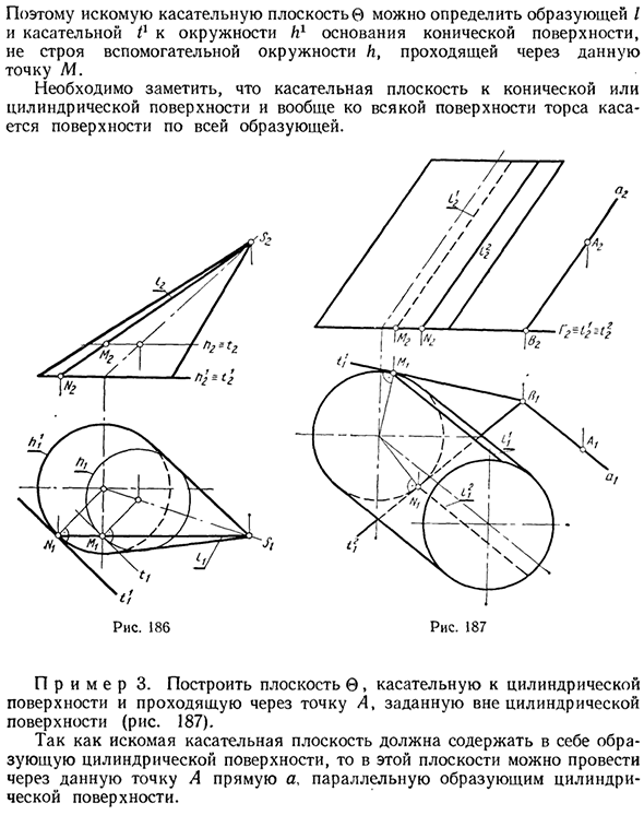 Плоскости, касательные к поверхностям