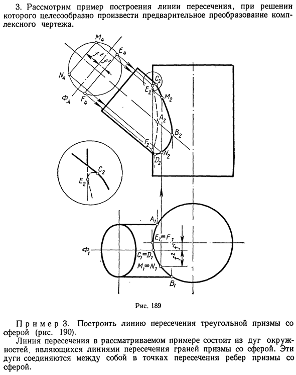 Способ вспомогательных проецирующих плоскостей (способ конкурирующих линий)