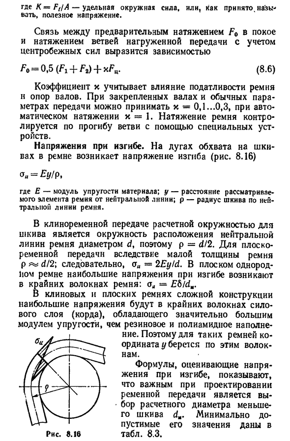 Геометрия передачи. силы и напряжения в ремне