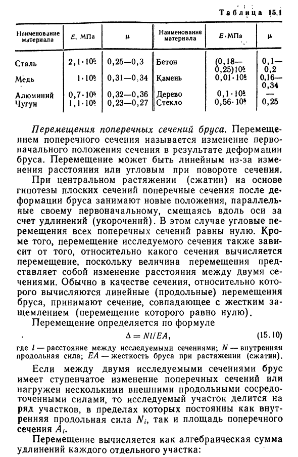 Продольные и поперечные деформации бруса при растяжении (сжатии). Закон Гука. Перемещения