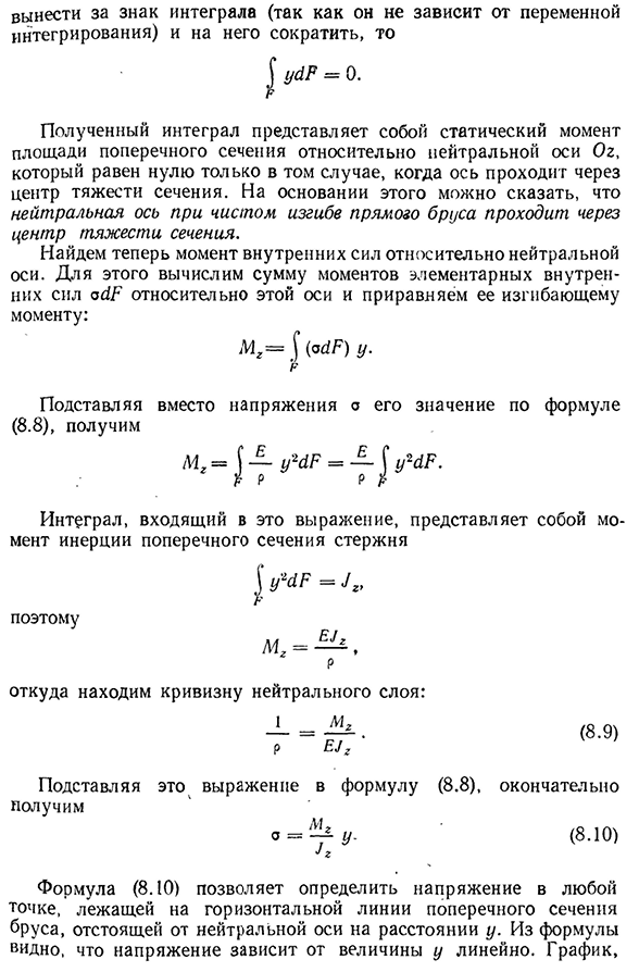 Чистый изгиб. определение нормальных напряжений