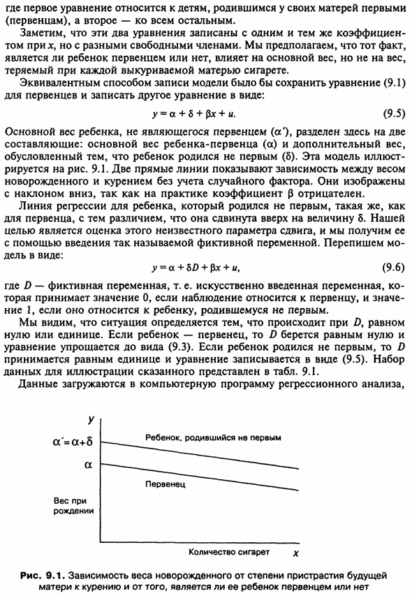 Иллюстрация использования фиктивной переменной