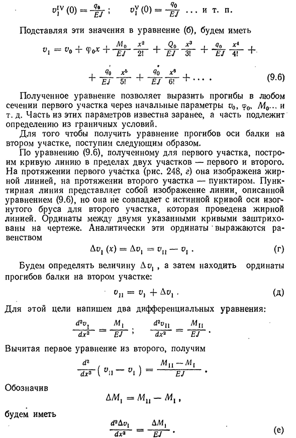 Универсальное уравнение оси изогнутого бруса (метод начальных параметров)