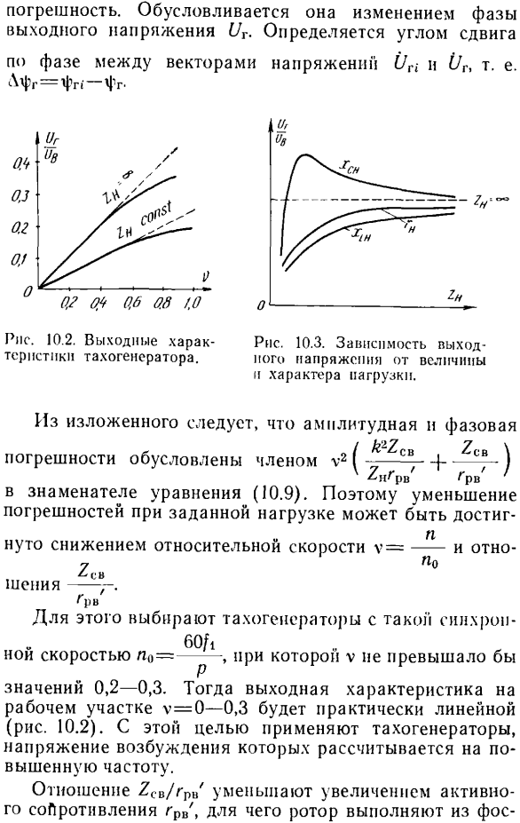 Уравнение выходной характеристики асинхронного тахогенератора. Погрешности и способы их уменьшения