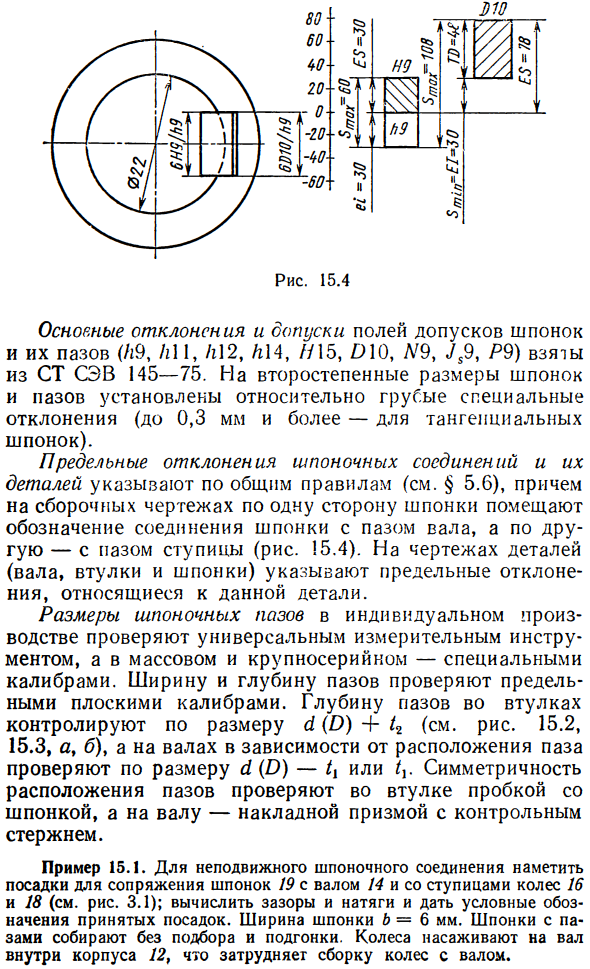 Допуски и посадки шпоночных соединений