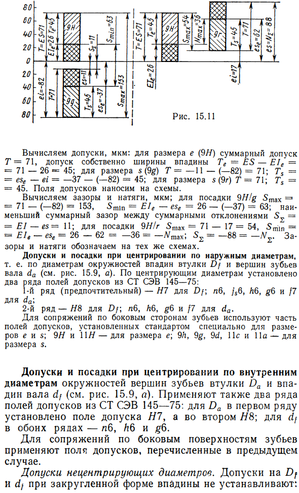 Допуски и посадки эвольвентных шлицевых соединений