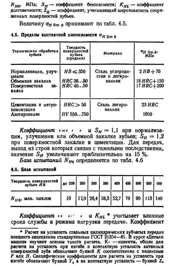 Выбор материалов и допустимых напряжений