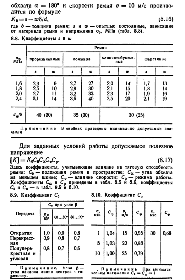 Критерии работоспособности и расчет ременных передач