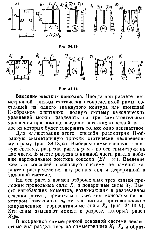 Упрощения при расчете симметричных рам