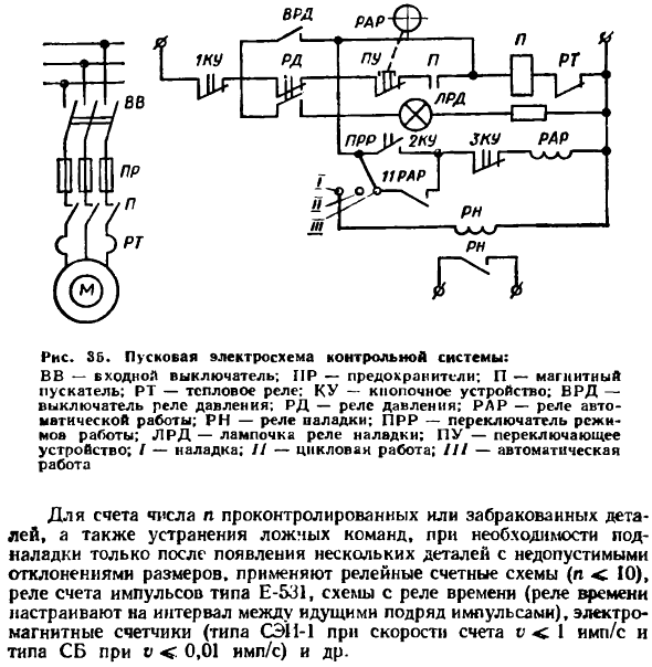 Электрические схемы автоматических средств контроля размеров