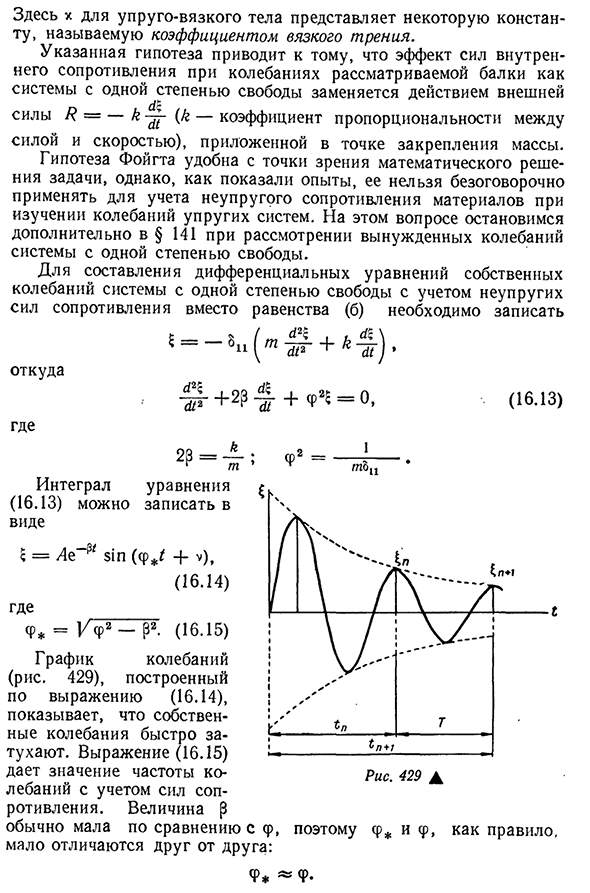 Собственные колебания системы с одной степенью свободы