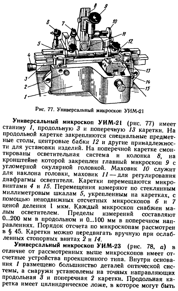 Инструментальные и универсальные микроскопы