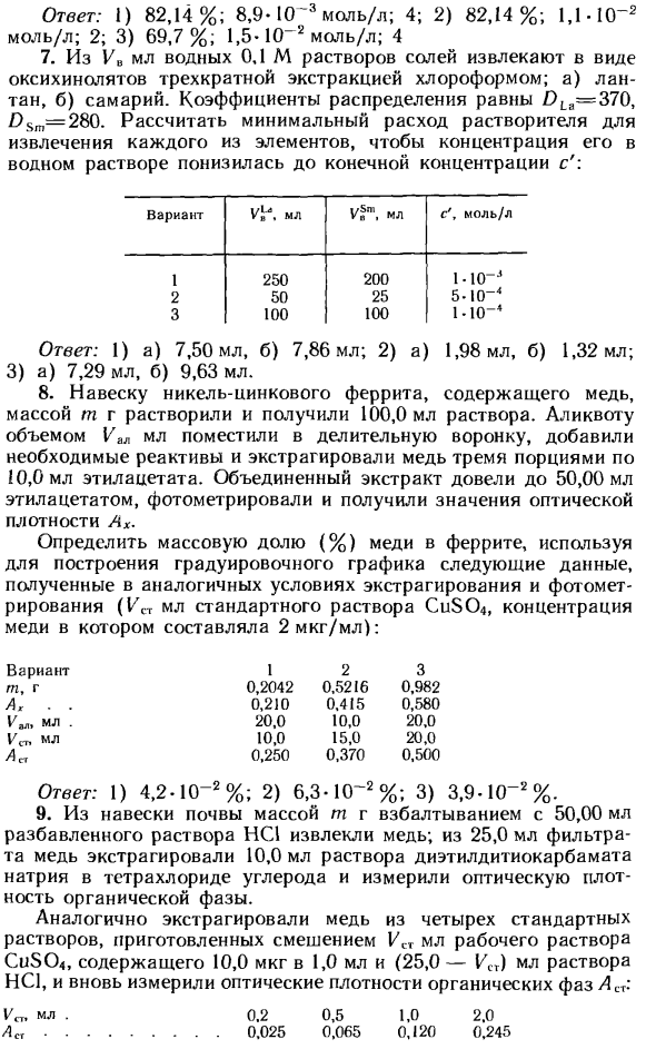 Задачи по экстракционному методу