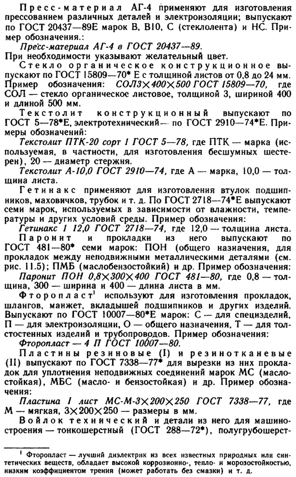 Краткие сведения о материалах и их обозначениях