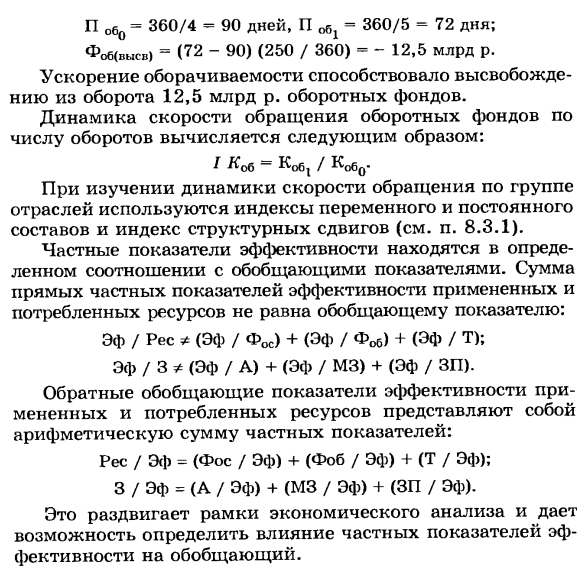 Частные показатели эффективности использования основных фондов