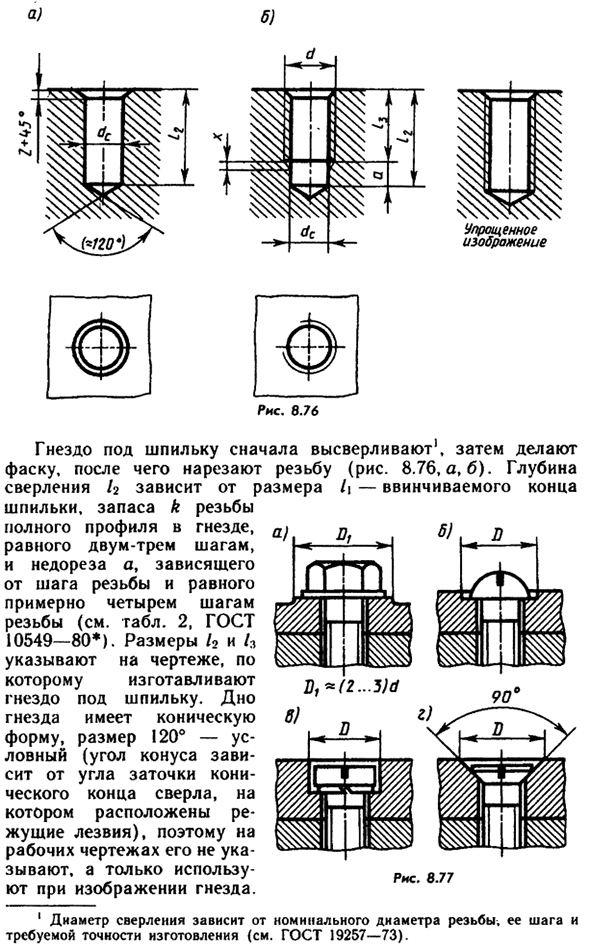 Соединение деталей болтами, винтами и шпильками