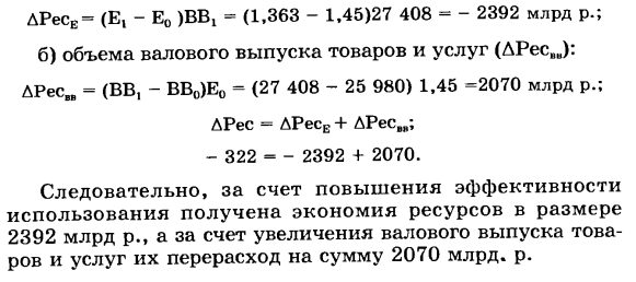 Система обобщающих показателей эффективности использования примененных и потребленных ресурсов