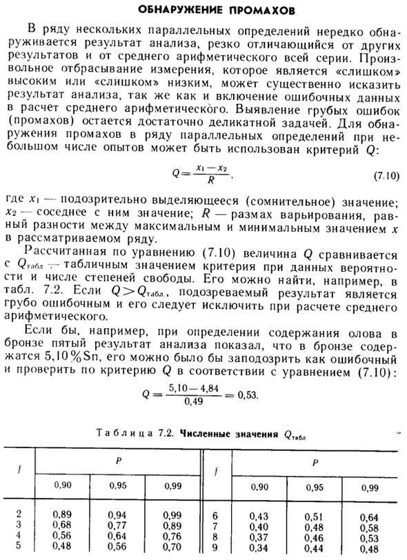 Обнаружение промахов