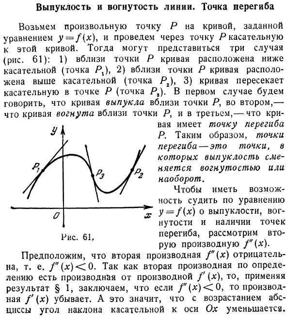 Выпуклость и вогнутость линии. Точка перегиба