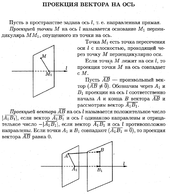 Проекция вектора на ось