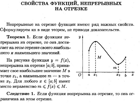 Свойства функций, непрерывных на отрезке