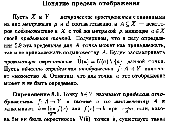 Понятие предела отображения
